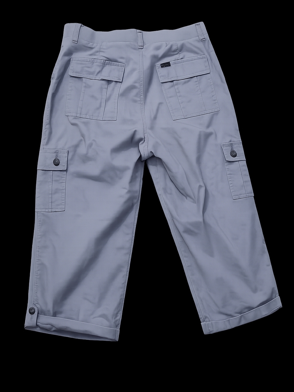 Light Gray Cargo Capris with Button Details